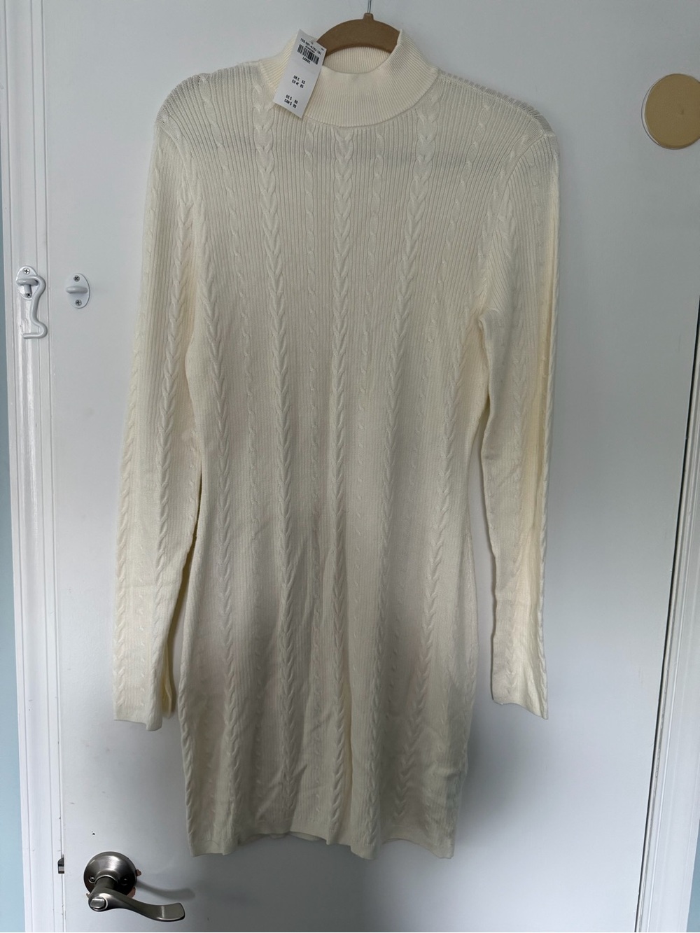 Abercrombie & Fitch Cream Cable-Knit Mock Neck mini Dress size L